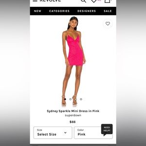 Never WORN Revolve Sydney Sparkle Mini Dress in Pink